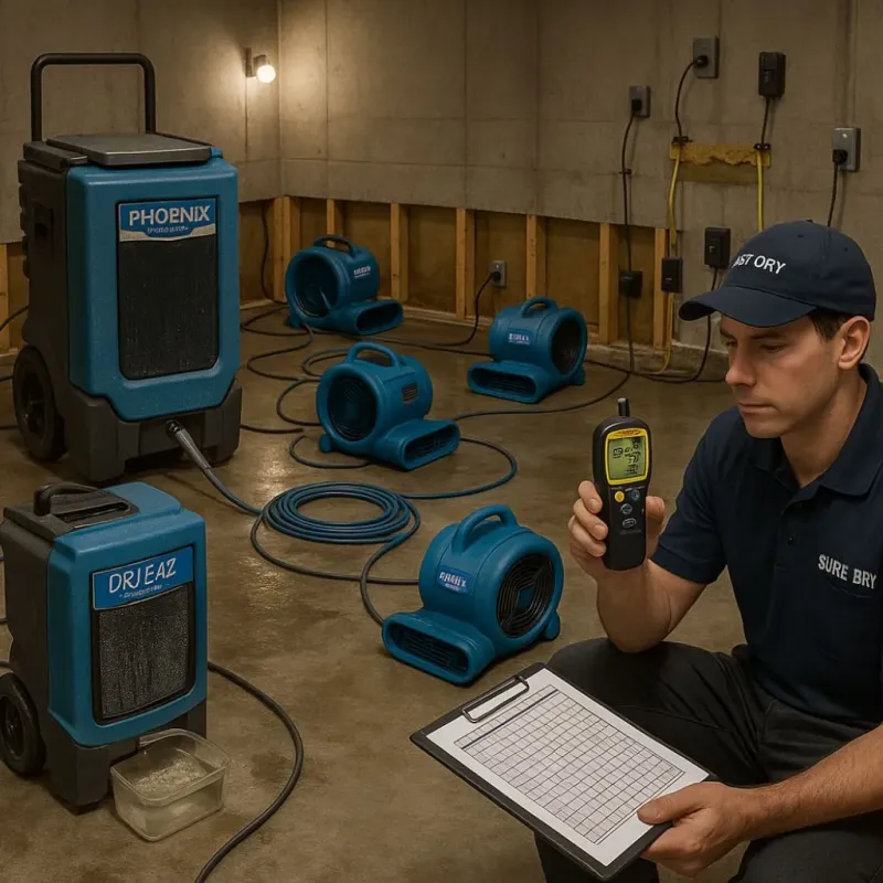 Structural Drying and Dehumidification process in Mulberry, OH